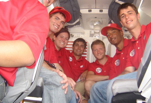 The team inside the Space Exploration Vehicle.